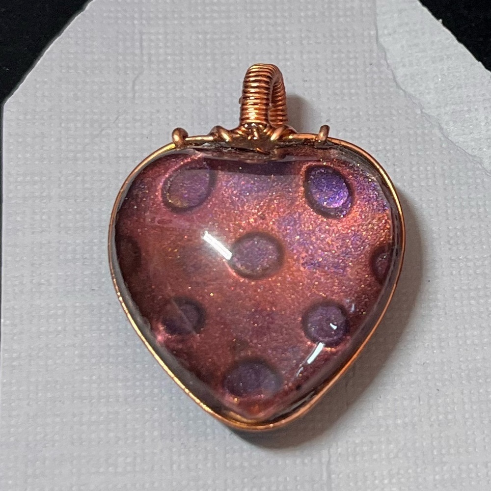 Artisan Wire wrapped resin necklace pendant. Handmade. Unique.